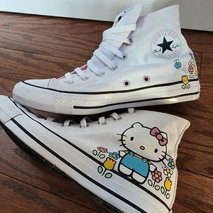Size Men 6 Women 8 - Converse Chuck Taylor - All Star High x Hello Kitty - White